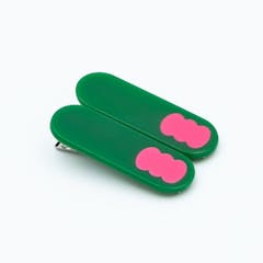 瓜生太郎 Taro Uryu Hair Clip ( 2pc set ) Vivid Pink & Forest Green